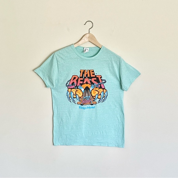 Kings Island The Beast 40th Anniversary Aqua Rollercoaster T Shirt Adult Medium - Picture 2 of 9